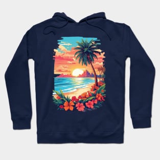 Vintage nature colorful clean beach island, Outdoor T-shirt. Hoodie